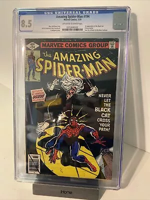 Buy Amazing Spider-Man #194 CGC 8.5 - First Appearance Black Cat 1979 (DW) 105 KEY • 287.82£