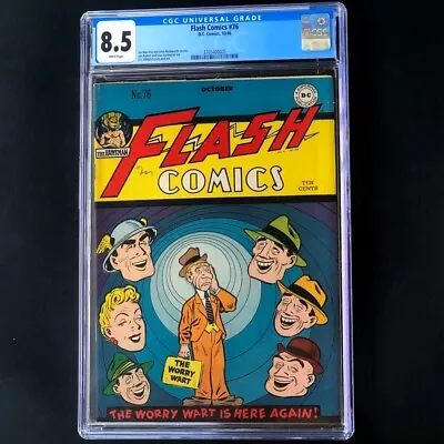 Buy Flash Comics #76 (DC 1946) 💥 CGC 8.5 White Pgs 💥 SINGLE HIGHEST! Hawkman Comic • 1,399.16£