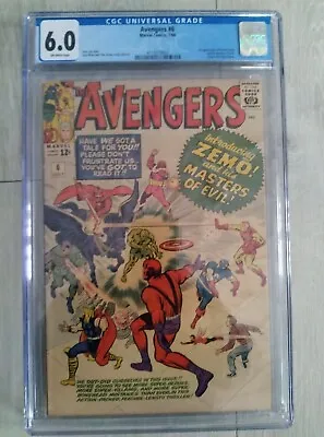 Buy Avengers # 6  Cgc 6.0  Key 1st Baron Zemu  Cents 1964 • 399.95£