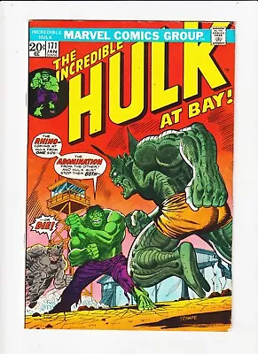 Buy Incredible Hulk #171   MARVEL MCU COMIC Classic Battle Abomination & Rhino 1974 • 28.15£