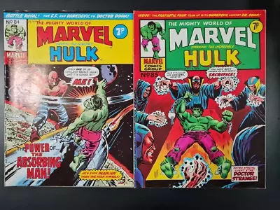 Buy The Mighty World Of Marvel Starring Hulk / Avengers #84 & #85 Marvel Uk 1974 • 0.99£