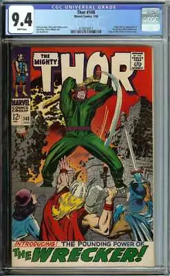 Buy Thor #148 Cgc 9.4 White Pages // Origin + 1st Appearance Of The Wrecker 1968 • 460.35£