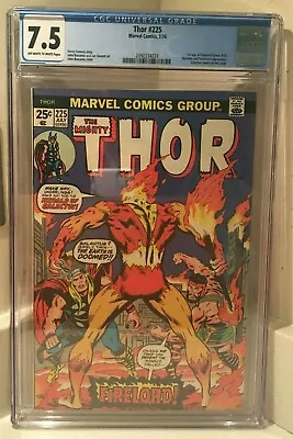 Buy Thor #225  1st Appearance Firelord  OW/White Pages CGC 7.5 2090334024 • 225£