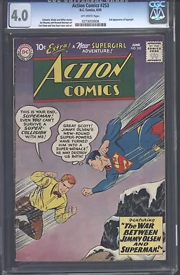 Buy ACTION COMICS #253 DC COMICS 1959 SILVER AGE CGC 4.0 GRADED! 2nd SUPERGIRL!! • 237.08£