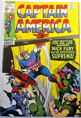 Buy CAPTAIN AMERICA 123 Marvel 1970 Captain America Battles Nick Fury • 12.50£