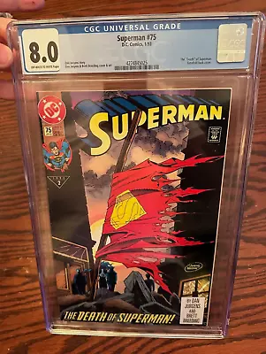 Buy SUPERMAN #75 - CGC 8.0 - DEATH OF SUPERMAN 1/93 1st Printing Gatefold • 47.31£