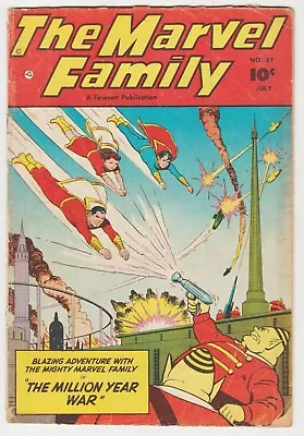 Buy Marvel Family #61 Fawcett 1951 Shazam Mary Jr Kurt Schaffenberger Alien Ufo -c • 15.98£