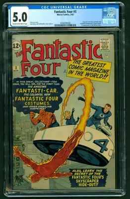 Buy Fantastic Four #3 CGC 5.0  Marvel KEY 1st Team App In Costumes 1st Miracle Man • 2,201.22£