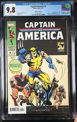 Buy Captain America #5 CGC 9.8 Rugg Wolverine Homage Cover To 1968 #100 Marvel 2024 • 39.97£