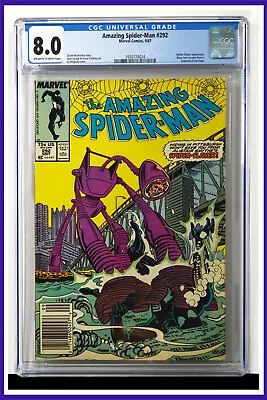 Buy Amazing Spider-Man #292 CGC Graded 8.0 Marvel 1987 Newsstand Edition Comic Book. • 37.84£