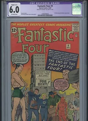 Buy Fantastic Four #9 1962 Restored CGC 6.0* • 276.71£