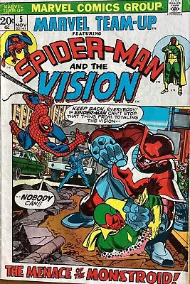 Buy MARVEL TEAM-UP #5 SPIDER-MAN And The VISION  NOV 72 Featuring MONSTROID • 19.99£