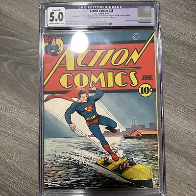 Buy 1940 D.C. Comics Action Comics 25 CGC 5.0. Wayne Boring Cover. Rare! • 1,187.70£