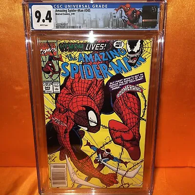 Buy Amazing Spider-Man #345 (1991) Newsstand Cletus Kasady Infected CGC 9.4 • 43.54£