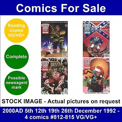 Buy 2000AD 5th 12th 19th 26th December 1992 - 4 Comics #812-815 VG/VG+ • 5.99£