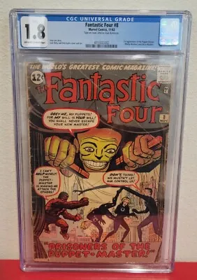 Buy Fantastic Four #8 Cgc 1.8 Gd- 1962 1st Appearance Of Puppet Master Marvel Comics • 138.53£