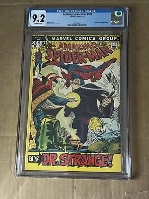 Buy 1972 AMAZING SPIDER-MAN #109 CGC 9.2 DR STRANGE OW Pages GREAT COLOR • 207.08£