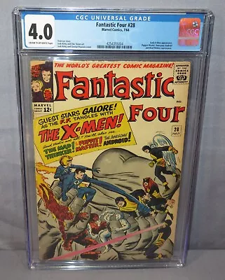 Buy FANTASTIC FOUR #28 (Early X-Men Appearance) CGC 4.0 VG Marvel 1964 • 199.87£