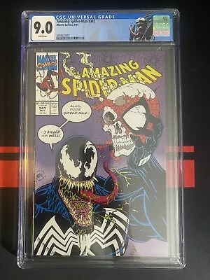 Buy Amazing Spiderman #347 (1991) CGC 9.0 - Key Cover - Custom Venom Label • 67.96£