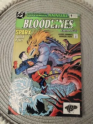 Buy Adventures Of SUPERMAN ANNUAL #5 - BLOODLINES -Earthplague 1993 Nm See Pics  • 4.25£