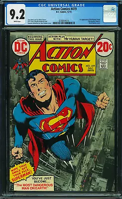 Buy Action Comics #419, Cgc 9.2, White Pages, A+ Center'g, Classic Neal Adams Cover! • 459.72£