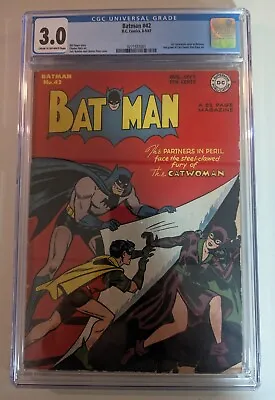 Buy Batman 42 CGC 3.0 1st Batman Catwoman Cover 1947 Golden Age DC Comics • 948.73£