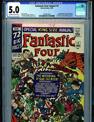 Buy Fantastic Four Annual #3  CGC 5.0 VG/FN 1965 Marvel Reed Sue Wed Amricons K46 • 237.17£