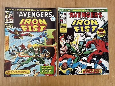 Buy The Avengers #52 And #70 - 1974/75 Iron Fist Covers -Marvel UK Weekly Comic VG/F • 9.99£