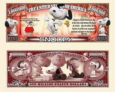 Buy Snoopy - Billet 1 Million Dollar US! Collection Peanuts Charlie Brown Comics • 2.14£