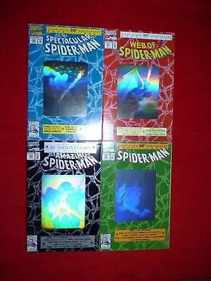 Buy AMAZING SPIDERMAN 30th ANNIVERSARY COMPLETE HOLOGRAM NM+ GRADE SET OF FOUR L-164 • 39.52£