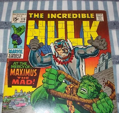 Buy Rare Double Cover The Incredible HULK #119  From Sept. 1969 In Fine- (5.5) Con. • 119.92£