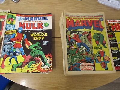 Buy 50 Off Mighty World Of Marvel Nos 8 -144 + Hulk Monthly Etc 1972- 1975 • 149.99£