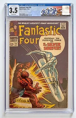 Buy Fantastic Four #55 Cgc 3.5 Ow Pages Iconic Silver Surfer Key Marvel 1961! • 72.39£