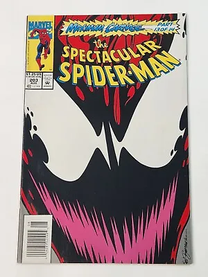 Buy Spectacular Spider-Man 203 NEWSSTAND Marvel Comics Maximum Carnage 1993 • 11.94£