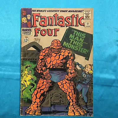 Buy FANTASTIC FOUR, Comic # 51, JUNE 1966, LEE / KIRBY! FINE CONDITION • 63.64£