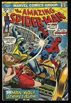 Buy Amazing Spider-Man #125 VF- 7.5 2nd Appearance Man-Wolf! Marvel 1973 • 45.04£