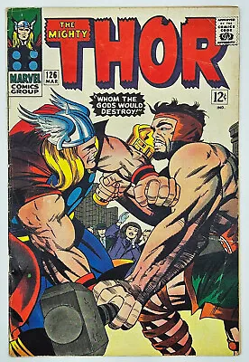 Buy Thor #126 1966 4.0 VG  Thor Vs. Hercules! C/sty-1st Iss Cont Frm Journey Mystery • 69.74£