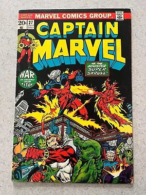 Buy Captain Marvel #27 FINE 1973 1st Eros/Starfox, 2nd Drax, 3rd Thanos! • 44.03£