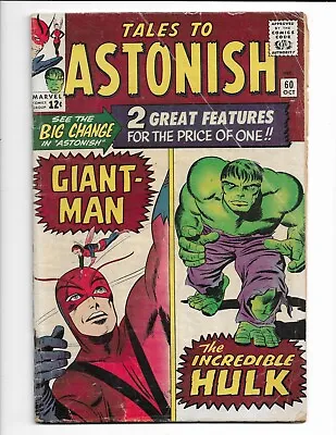 Buy Tales To Astonish 60 - Vg- 3.5 - 1st Double Feature - Giant-man - Hulk (1964) • 47.97£