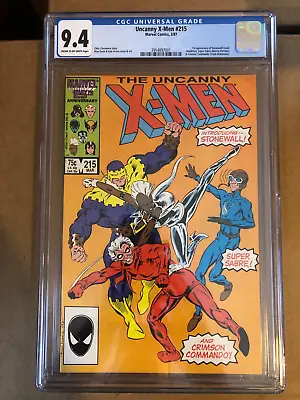 Buy Uncanny X-Men #215 (Marvel 1987) CGC NM 9.4, 1st Appr. Crimson Commando • 31.62£