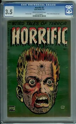 Buy HORRIFIC 3 CGC 3.5 Pre-Code Horror CLASSIC BULLET-IN-HEAD COVER Comic Media 1953 • 2,508.31£