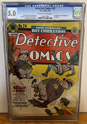 Buy Detective Comics #74 1943 Cgc 5.0 1st Appearances Of Tweedledum And Tweedledee  • 3,162.43£