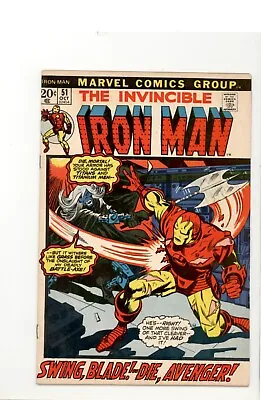Buy Iron Man 51 F/VF  Picture Frame Cover 1st Appearance Snazzer + Dr. Walheim 1972 • 9.46£