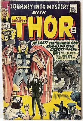 Buy Journey Into Mystery #113 (1964) Origin Of Loki, Grey Gargoyle Marvel *GD+* • 19.76£