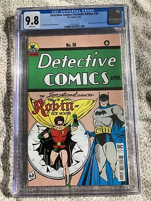 Buy Detective Comics 38 Facsimile Edition. First Appearance Robin. CGC 9.8 • 37.99£