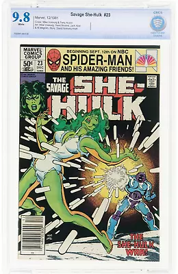 Buy 🔥 Savage She-Hulk #23 NEWSSTAND Variant CGC 9.8 WHITE PAGES MIKE VOSBURG 1981 • 126.79£
