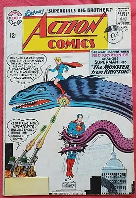 Buy ACTION COMICS 303 DC Silver Age 1963 The Monster From Krypton Fn+ • 32.99£