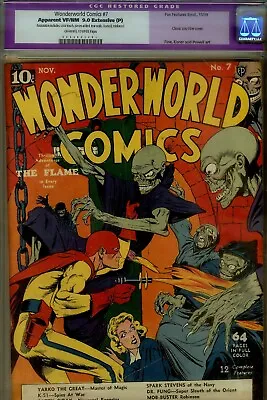 Buy Wonderworld  #7 CGC 9.0 (restored)-CLASSIC LOU FINE ARTWK- 1939 RARE FOX TITLE • 17,787.88£