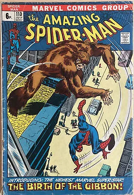 Buy Amazing Spider-Man #110 July 1972 Nice Key Issue 1st Appearance Of The Gibbon 🔑 • 34.99£