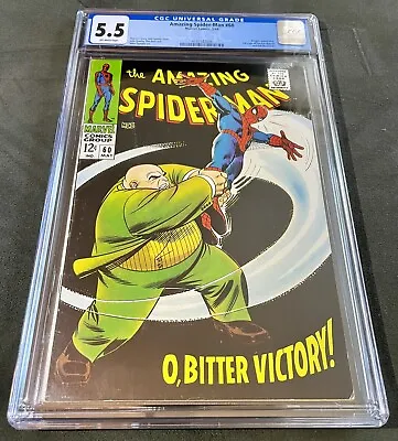 Buy Amazing Spider-Man #60 (1968) 🌟CGC 5.5🌟 Featuring Kingpin With Off-White Pages • 98.55£